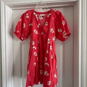 Universal Thread Red Floral Scoop Neck Mini Dress